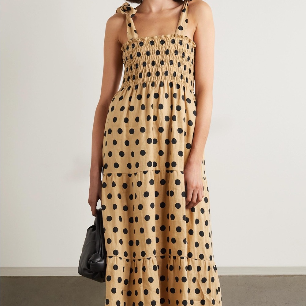 Faithfull The Brand Rianna Midi Polka Dot Dress